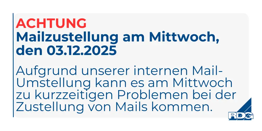 RDG-Intern: Einschränkungen bei der externen Mailzustellung