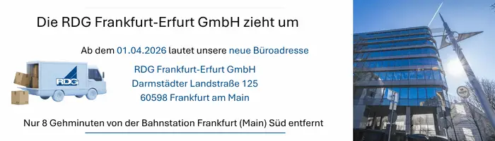 Die RDG Frankfurt-Erfurt GmbH zieht um!